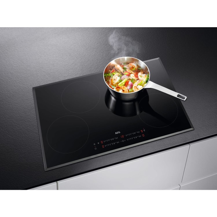 AEG IKB84431FB 78cm MaxiSense Touch Control Induction Hob With Hob2Hood - Black