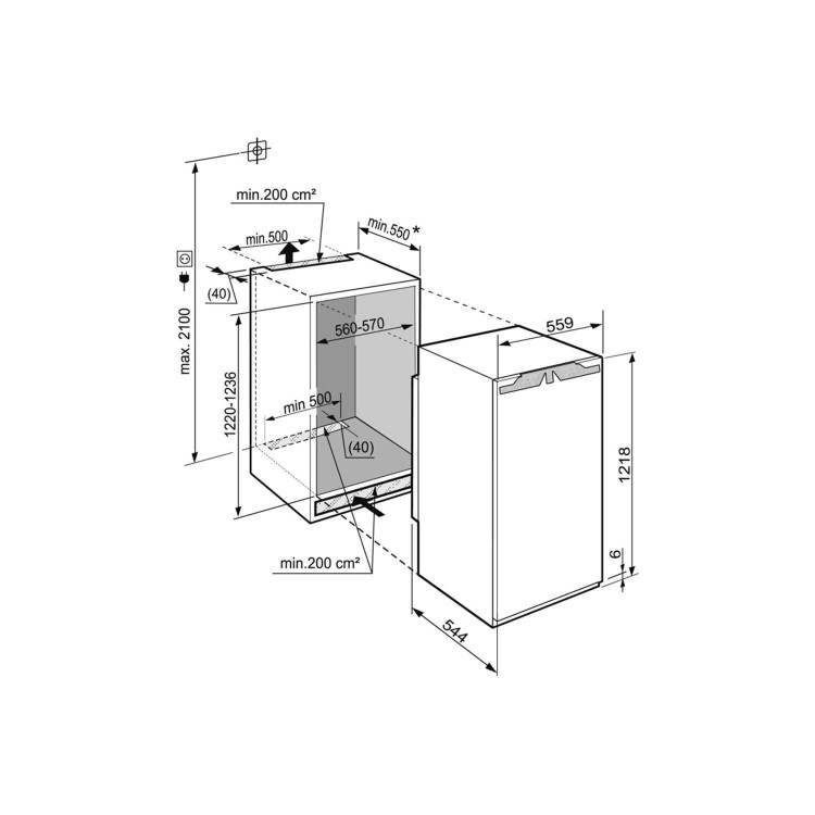 liebherr IKBP2354 Premium BioFresh 122cm In-column Integrated Fridge With Icebox