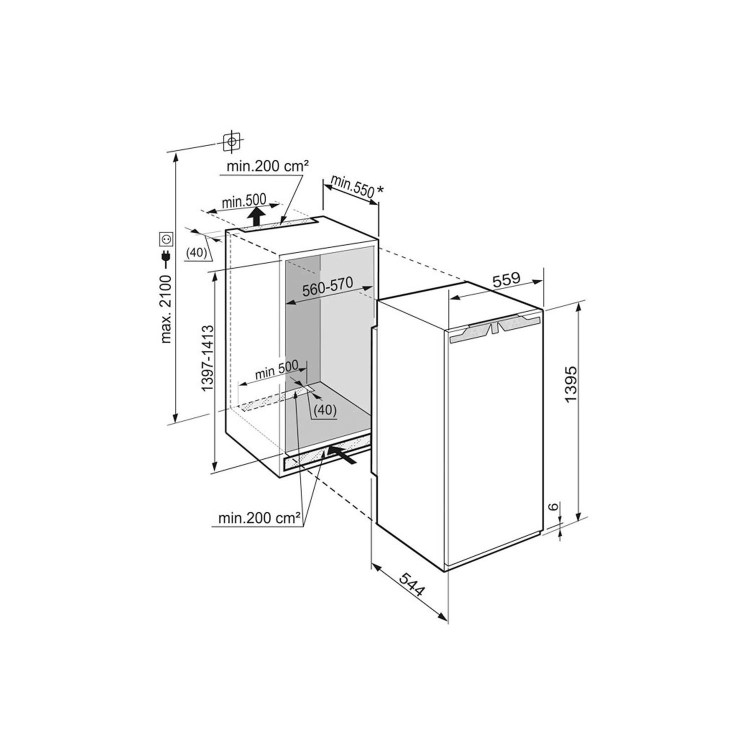 Liebherr IKBP2760 BioFresh 140cm Tall In-columnSoft Closing Door Integrated Larder Fridge - Door-on-Door