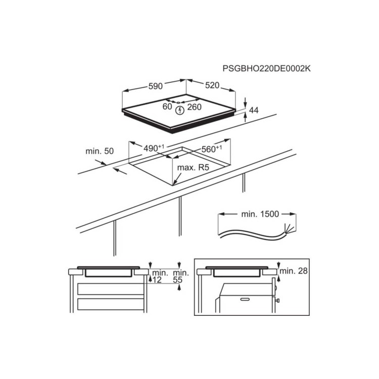 AEG 6000 Series 59cm 4 Zone Induction Hob with Bridge Zone
