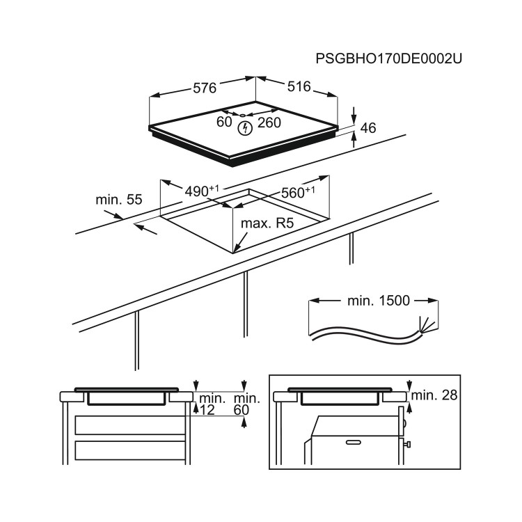 AEG 58cm 4 Zone Induction Hob with Stainless Steel Frame