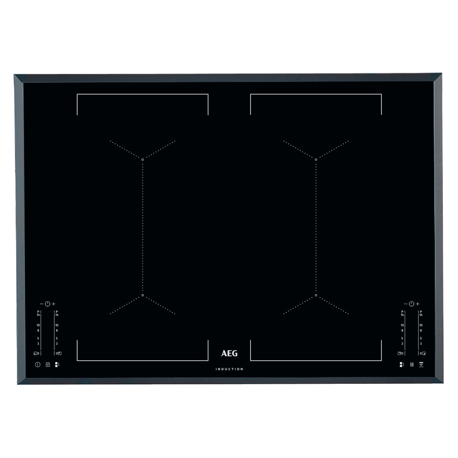 Refurbished AEG IKE74451FB 71cm Four Zone Induction Hob With FlexBridge Zone With Bevelled Edges