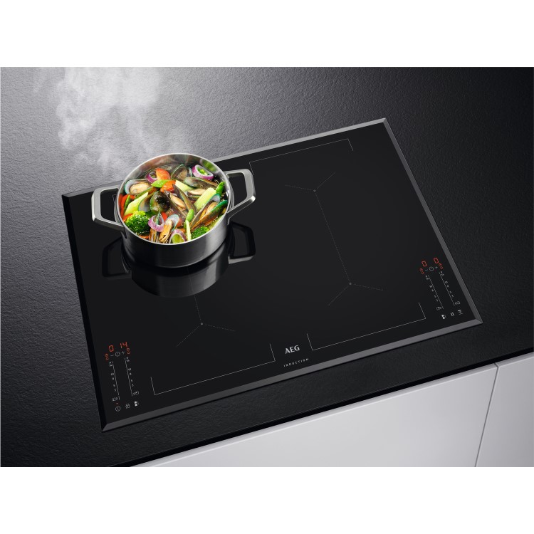 AEG IKE74451FB 71cm Four Zone Induction Hob With FlexBridge Zone With Bevelled Edges