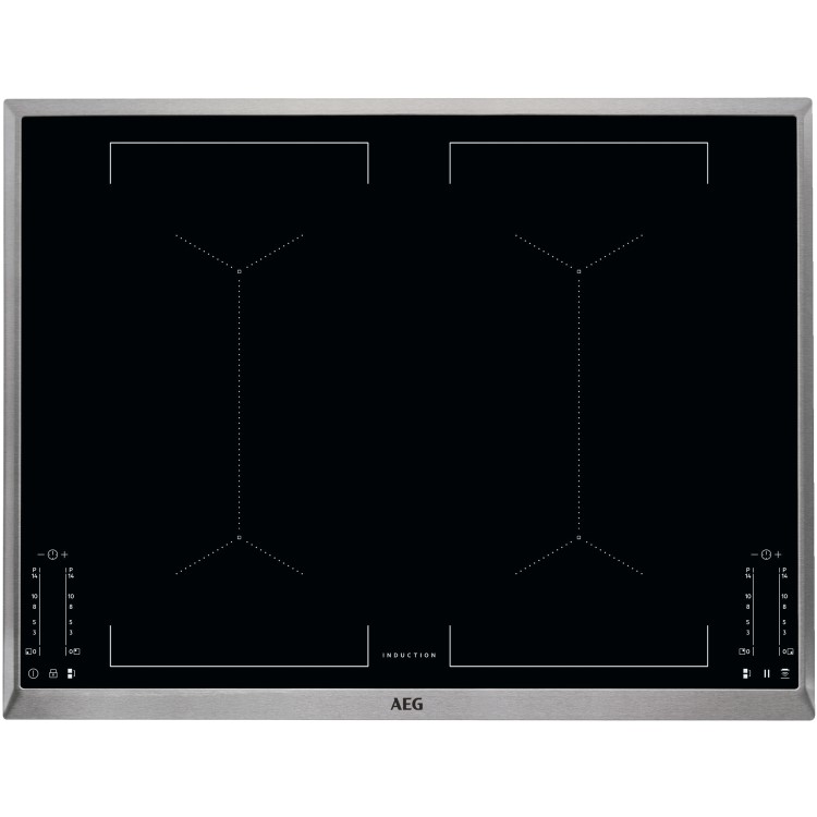 AEG IKE74451XB 70cm Four Zone Induction Hob With 2 Bridge Zones - Black With Bevelled Edges