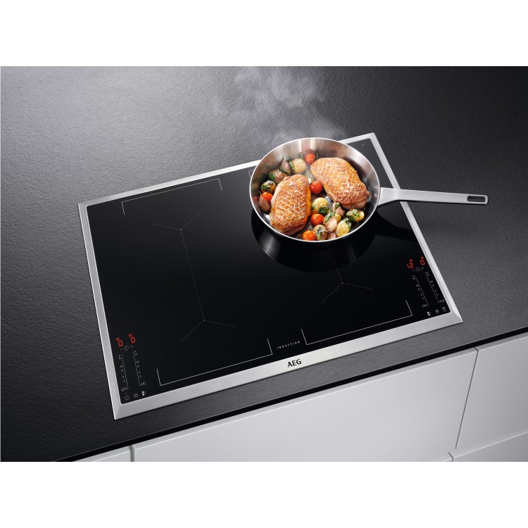 AEG IKE74451XB 70cm Four Zone Induction Hob With 2 Bridge Zones - Black With Bevelled Edges