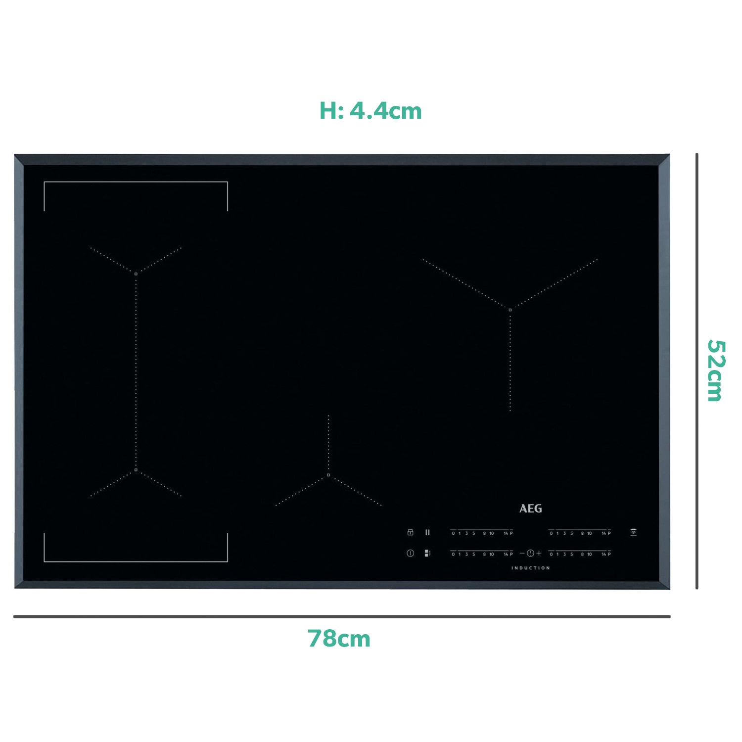 AEG 78cm 4 Zone Induction Hob With Bridging Function IKE84441FB