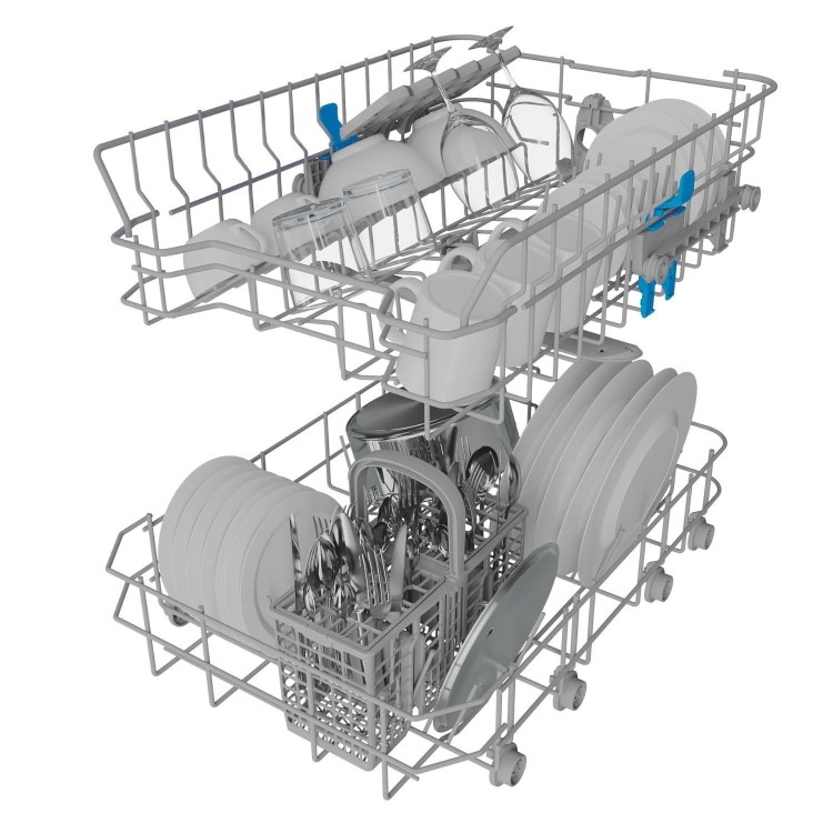 Indesit Freestanding Slimline Dishwasher - Eco Programme, D-Rated, Silver