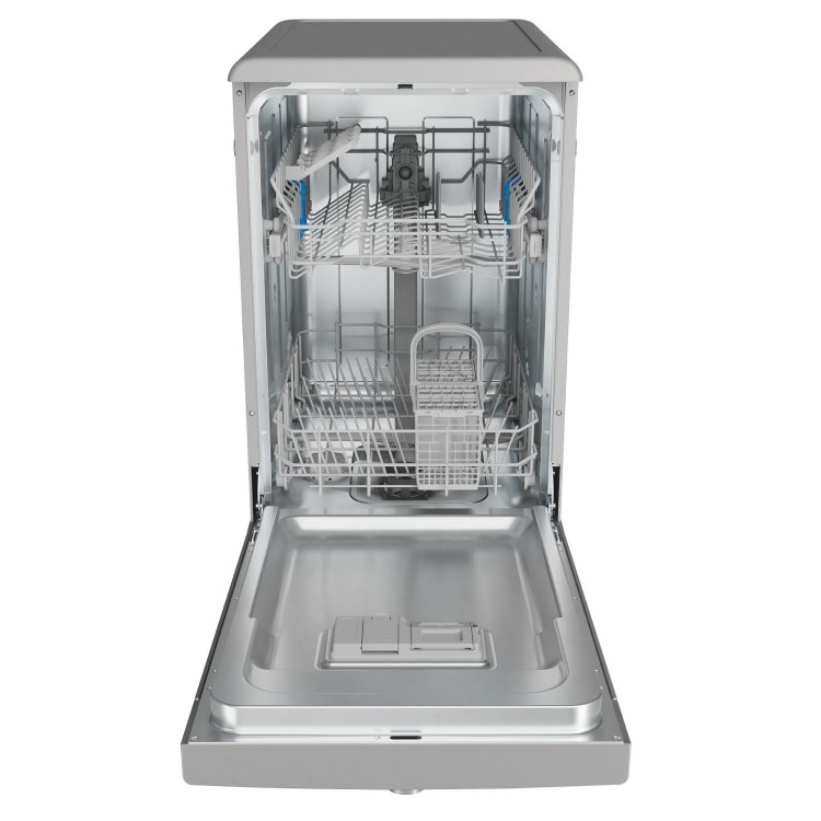 Indesit Freestanding Slimline Dishwasher - Eco Programme, D-Rated, Silver
