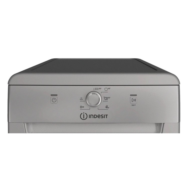 Indesit Freestanding Slimline Dishwasher - Eco Programme, D-Rated, Silver