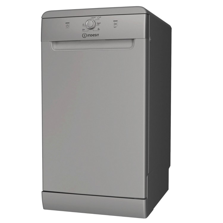 Indesit Freestanding Slimline Dishwasher - Eco Programme, D-Rated, Silver