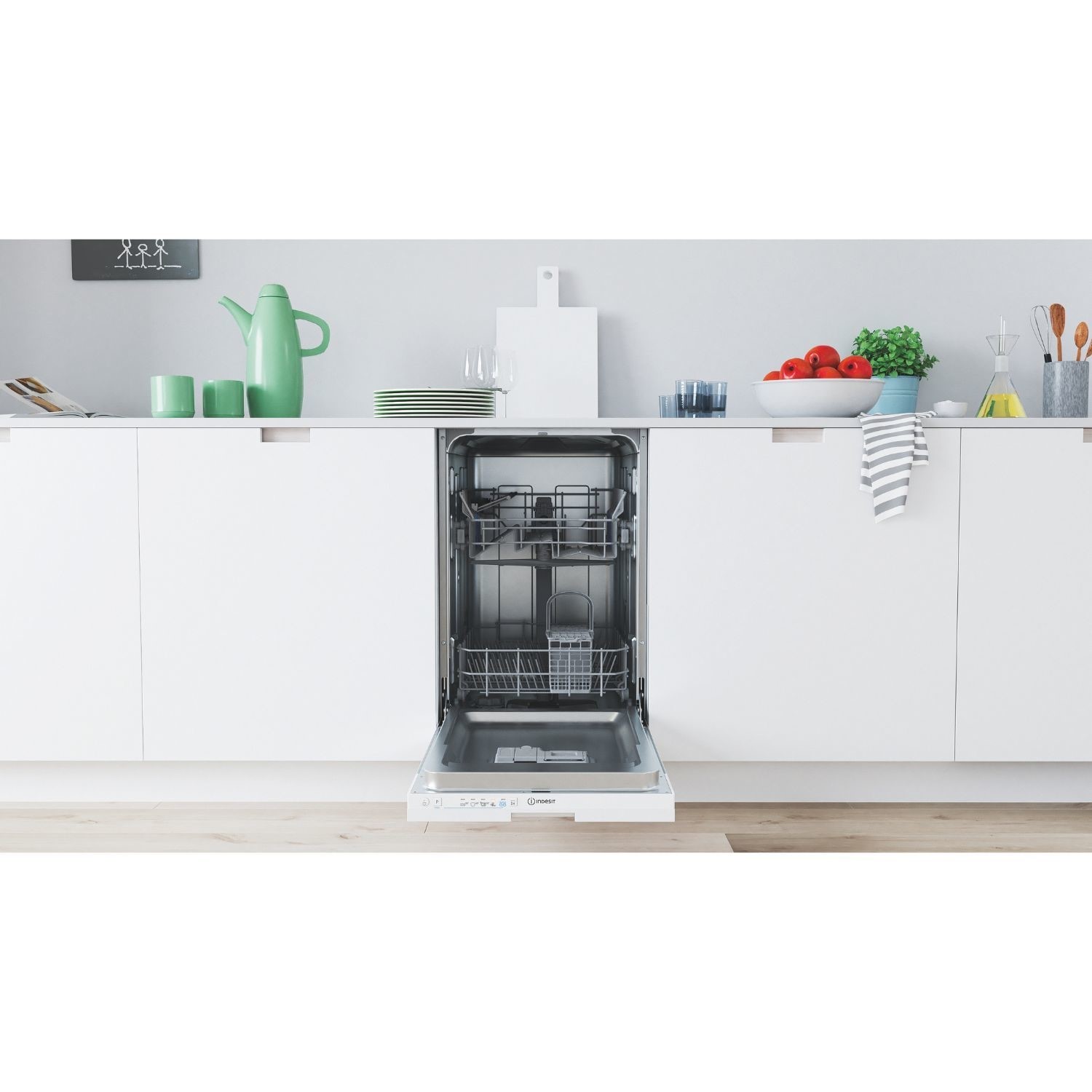 Indesit Push Go Integrated Slimline Dishwasher White Contol Panel indesit-push-go-integrated-slimline-dishwasher-white-contol-panel