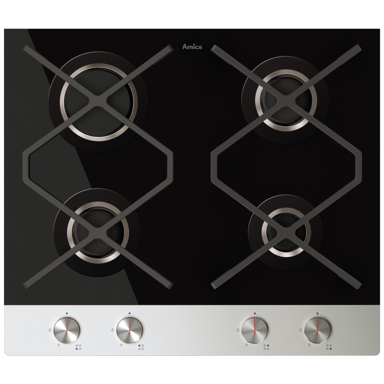 Amica IN6610GCB 60cm 4 Burner Gas-On-Glass Hob - Black