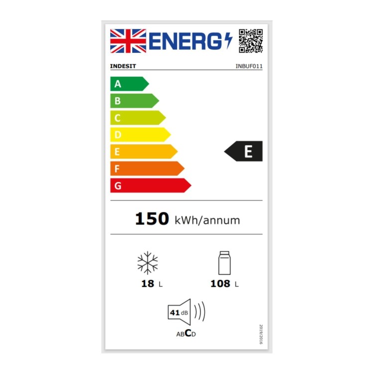 Refurbished Indesit INBUF011 Integrated 126 Litre Under Counter Low Frost Larder Fridge
