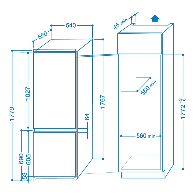 Indesit INCB31AA 70-30 Integrated Fridge Freezer