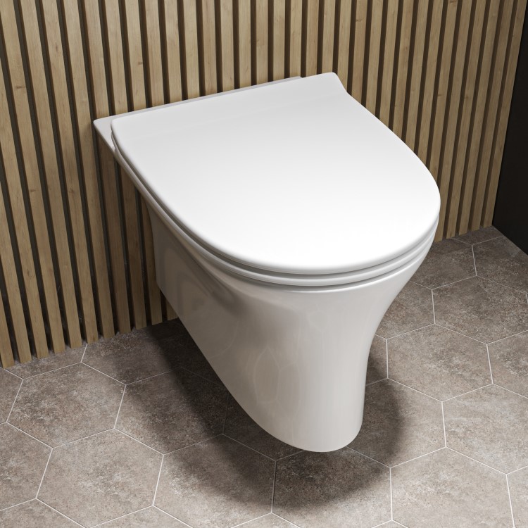 Wall Hung Rimless Toilet with Soft Close Seat - Indiana