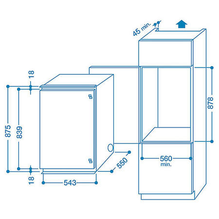 Indesit INF14121 54cm Wide Integrated Upright In-Column Freezer - Polar White