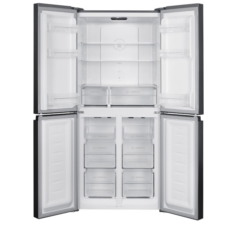 Indesit Push&Go 421 Litre Four Door American Fridge Freezer - Grey