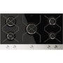 Amica INPGCZ9610B 89cm Five Burner Gas-on-Glass Hob - Stainless Steel and Black Glass