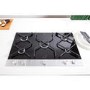 Amica INPGCZ9610B 89cm Five Burner Gas-on-Glass Hob - Stainless Steel and Black Glass