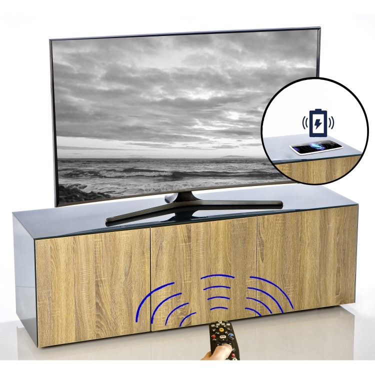 Frank Olsen INTEL1500GRY-OAK Grey and Oak TV Cabinet for up to 70" TVs