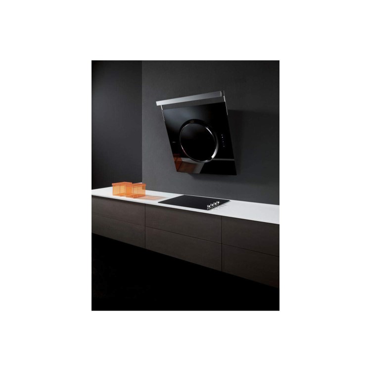 Elica iOBLK iO Angled 80cm Chimney Cooker Hood Black Glass