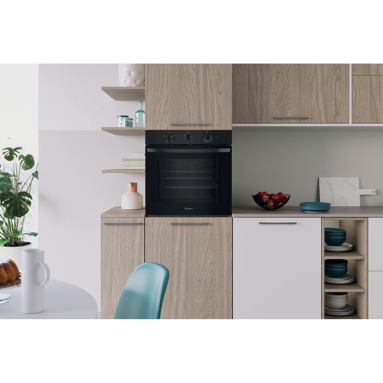 Refurbished Indesit Click&Clean Electric Single Fan Oven - Black