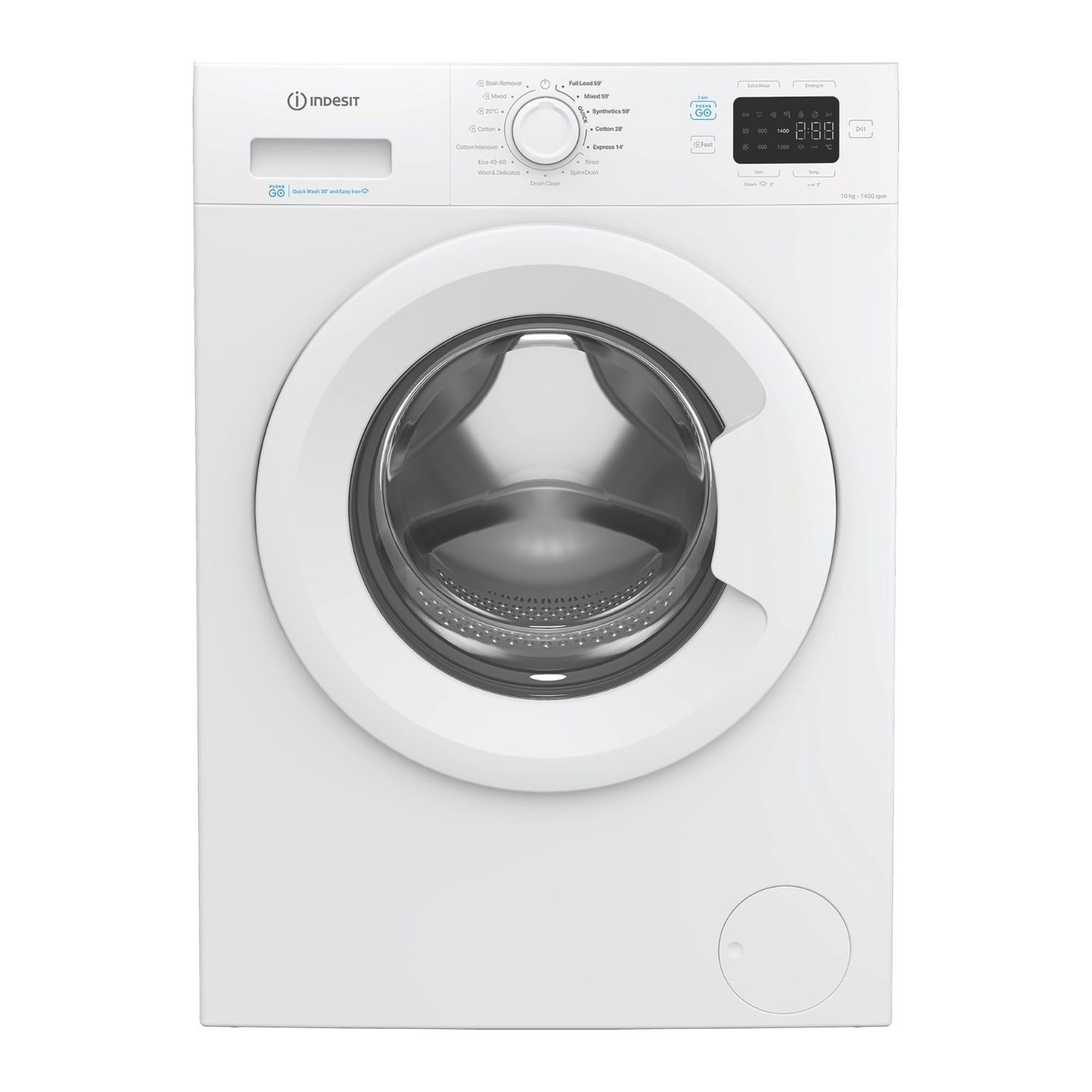 Indesit Ip1046pushgouk 10Kg Washing Machine, 1400Rpm Push&Go, A Rated,  IP1046PUSHGOUK