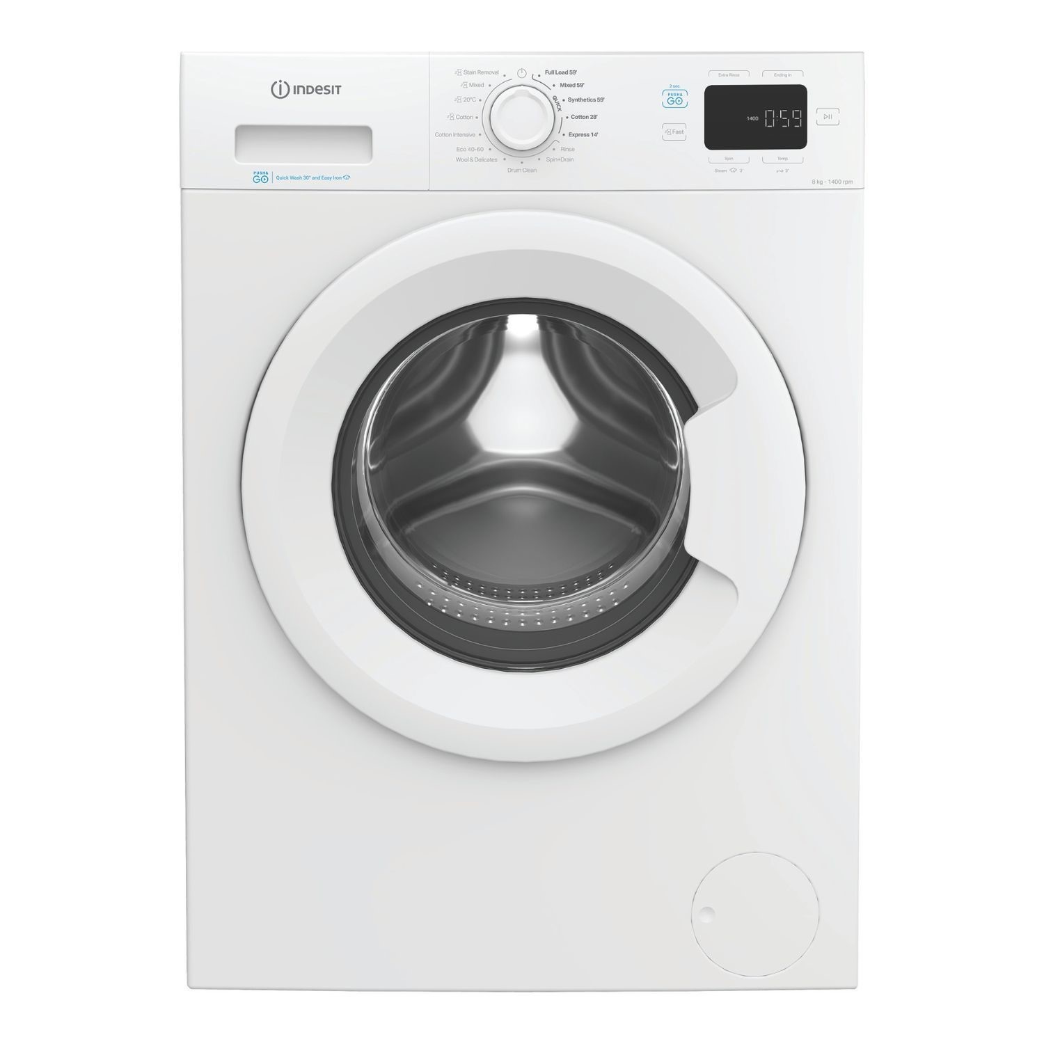 Indesit Push&Go 8kg 1400rpm Washing Machine - White - A-Rated