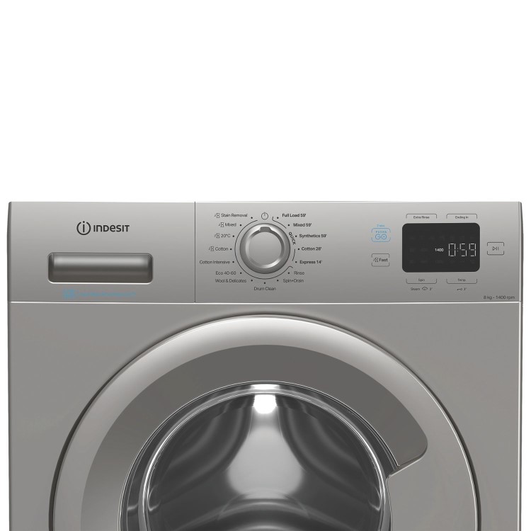 Indesit Push&Go 8kg 1400rpm Washing Machine - Silver