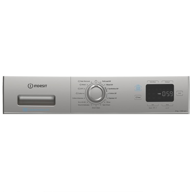 Indesit Push&Go 8kg 1400rpm Washing Machine - Silver