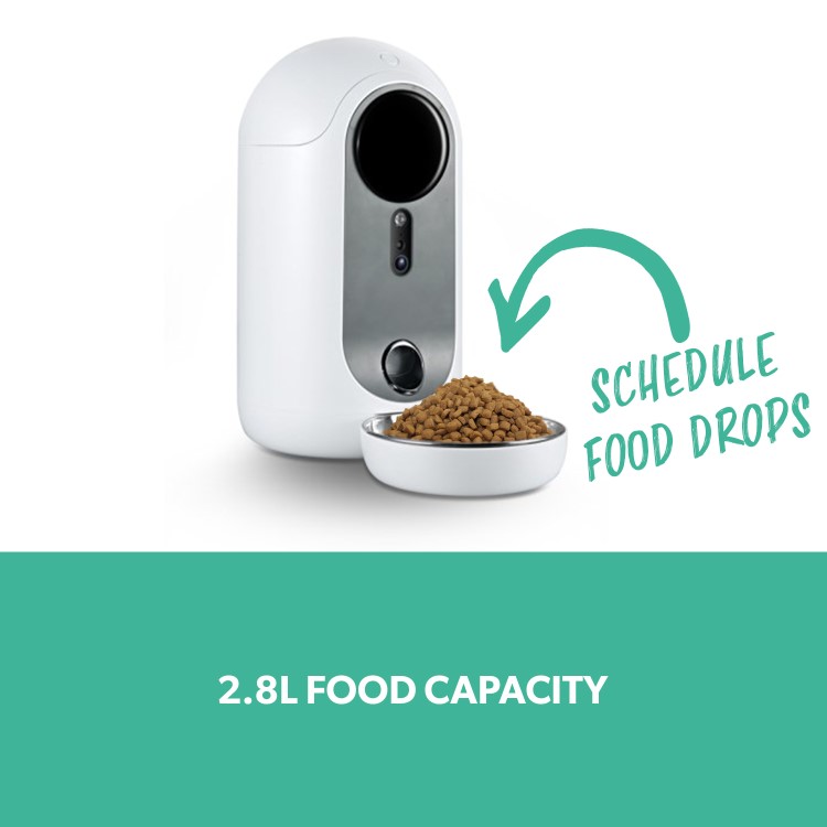 electriQ Smart Automatic Pet Feeder with 1080p HD camera & 2 way audio