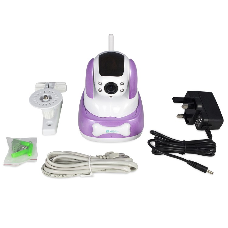 electriQ 480p Wifi Pet Monitoring Pan Tilt Zoom Camera with 2-way Audio & dedicated App - Purple