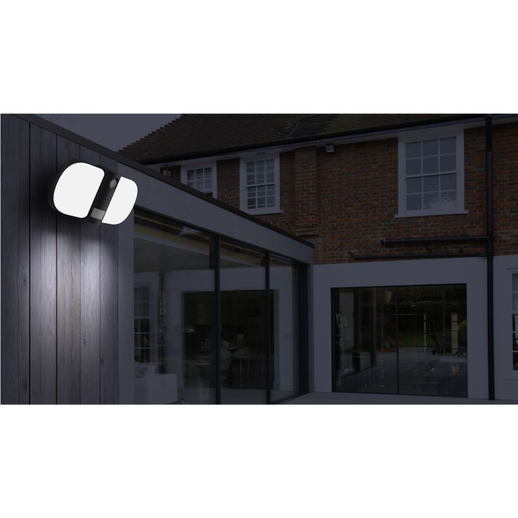 Box Opened electriQ 1080p HD LED Floodlight Security Camera with motion sensors - Black