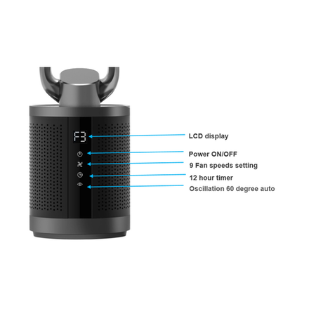 Refurbished electriQ 38 Inch Air Purifier Oscillating Tower Fan - Black