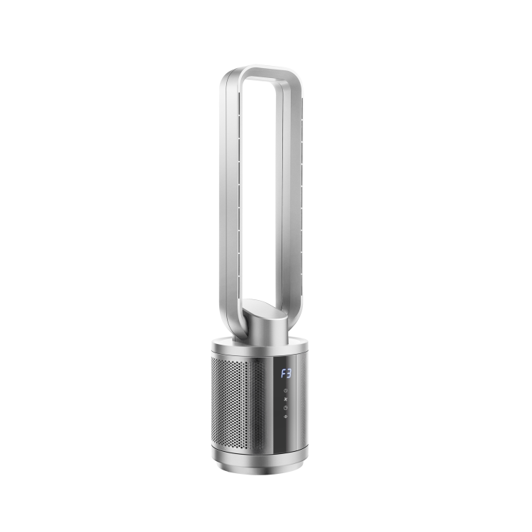 38 inch Quiet Pure Cool Bladeless HEPA Purifying Tower Fan with Remote Control Timer and Oscillation - Silver