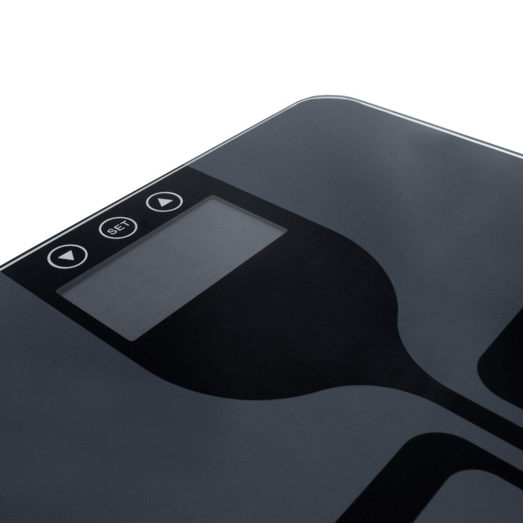 electriQ Bluetooth Smart Body Scale with Specialised ITO Glass and FREE iOS & Android app - Black 