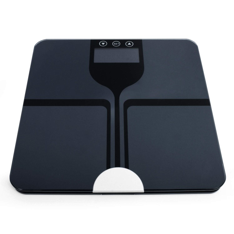 electriQ Bluetooth Smart Body Scale with Specialised ITO Glass and FREE iOS & Android app - Black 