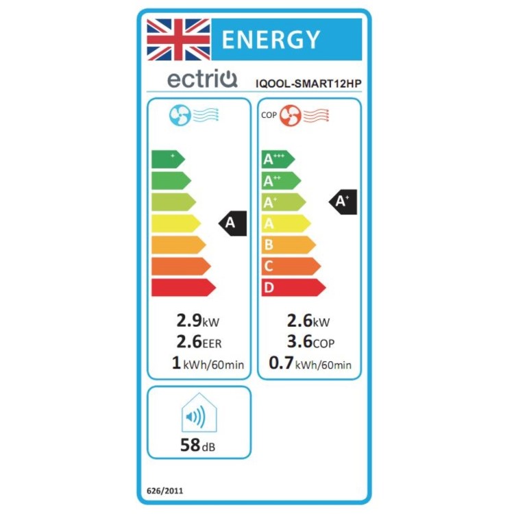 GRADE A5 - electriQ 10000 BTU Smart Wall-Mounted Heat Pump Air Conditioner
