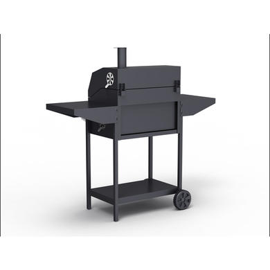 GRADE A1 - iQ Charcoal American Grill BBQ with Chimney Smoker Function Free Accessory Pack Includes BBQ Cover Utensil Set and Charcoal Starter