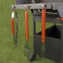 GRADE A1 - iQ Premium 6 Burner Black Gas BBQ with side burner with Free Accessory Pack Includes BBQ Cover and Utensil Set