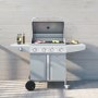 GRADE A2 - The Kentucky Premium 4 Burner Gas BBQ in Silver - Includes BBQ Cover and Utensil Set