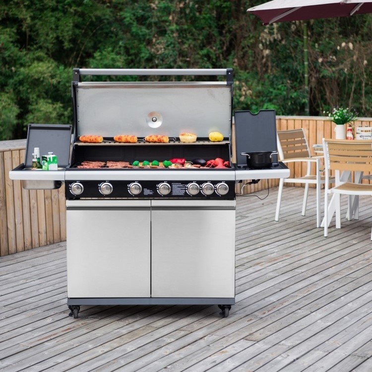 Refurbished Boss Grill Alabama Elite - 6 Burner Gas BBQ with Side Burner - Stainless Steel
