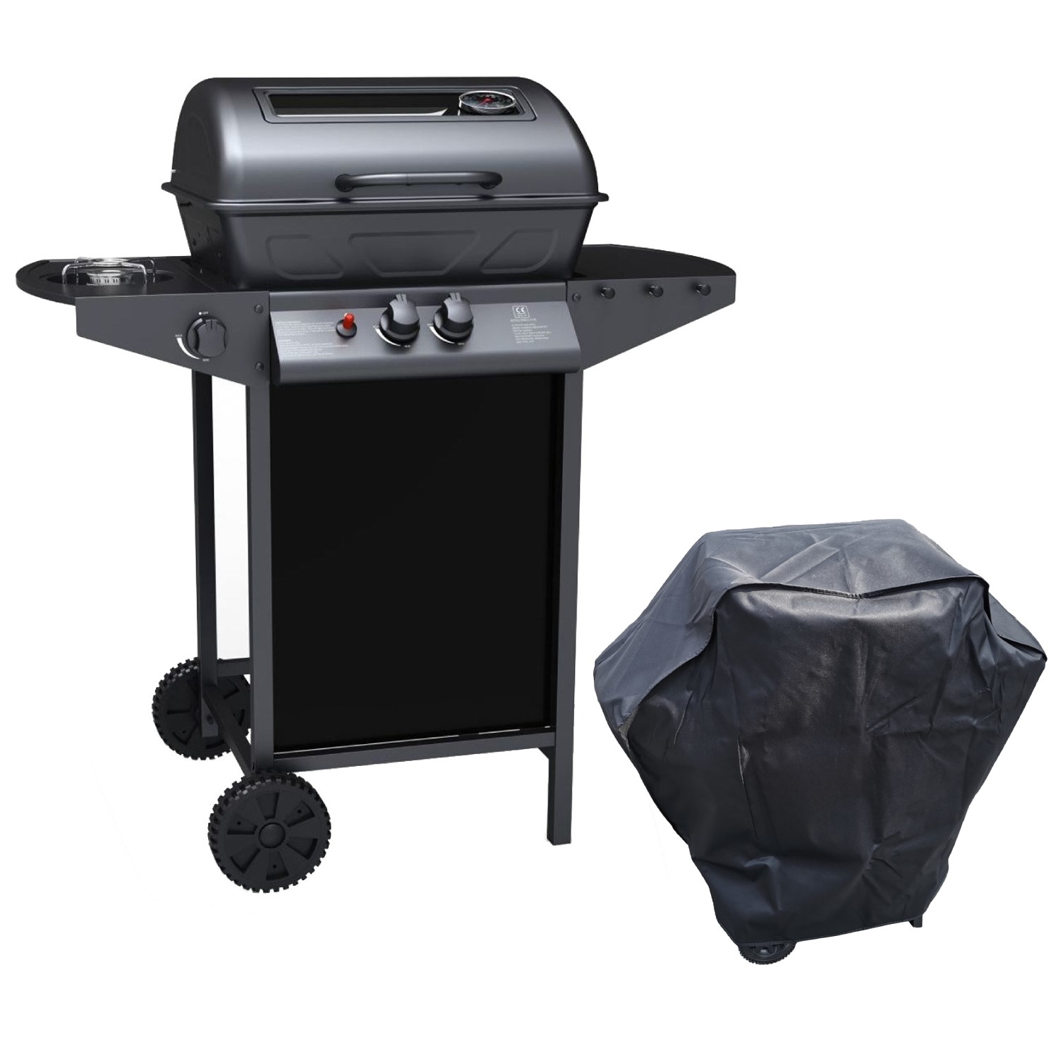 Boss Grill Louisiana - 2 Burner Gas BBQ Grill with Side Burner - Black