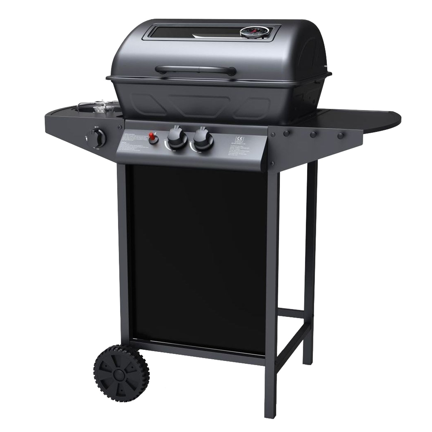 Boss Grill Louisiana 2 Burner Gas BBQ Grill with Side Burner Black