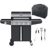 Boss Grill IQBBQ4BBLEN Kentucky Premium - 4 Burner Gas BBQ Grill with Side Burner - Black    