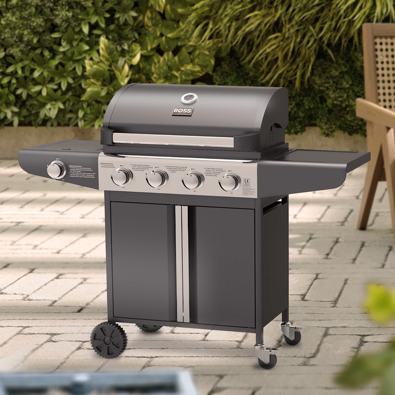 Boss Grill Kentucky Premium 4 Burner Black Gas BBQ
