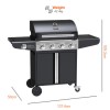 Boss Grill IQBBQ4BBLEN Kentucky Premium - 4 Burner Gas BBQ Grill with Side Burner - Black    