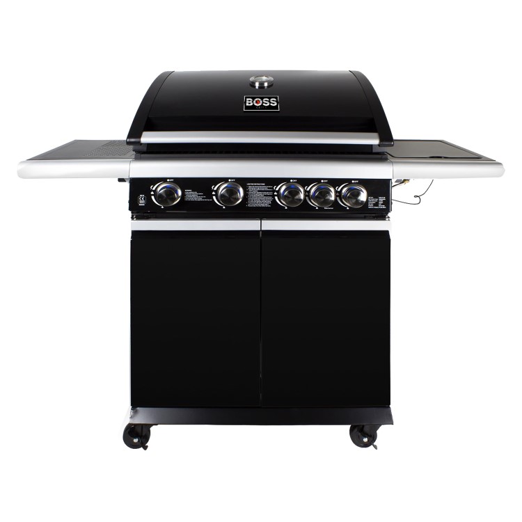 Refurbished Boss Grill Alabama Elite - 4 Burner Gas BBQ Grill with Side Burner - Black