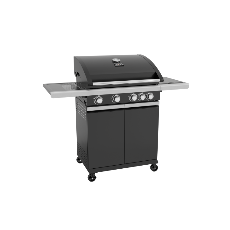 Boss Grill Alabama Elite - 4 Burner Gas BBQ Grill with Side Burner - Black