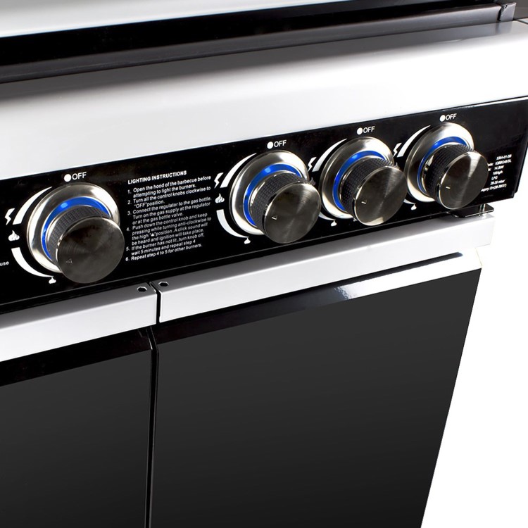 Refurbished Boss Grill Alabama Elite - 4 Burner Gas BBQ Grill with Side Burner - Black